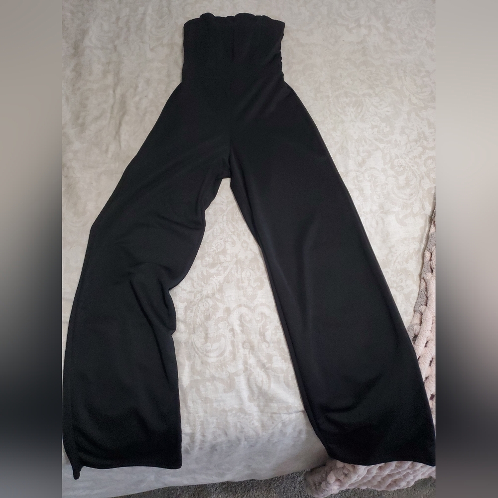 Boohoo Black Wide-Leg Jumpsuit